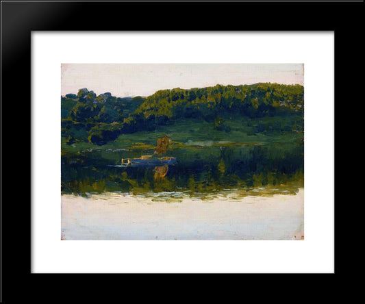 At Volga. 20x24 Black Modern Wood Framed Art Print Poster by Levitan, Isaac