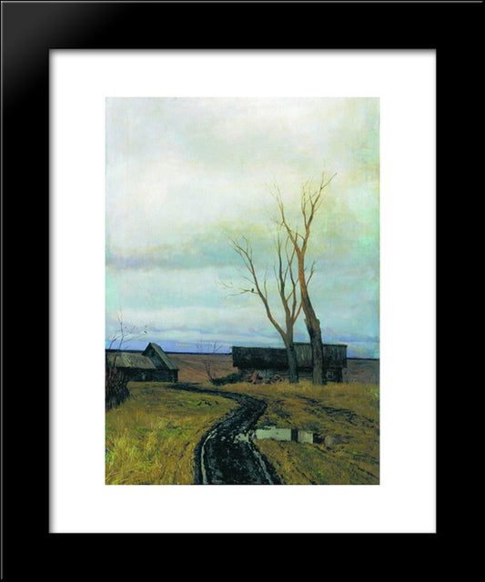 Autumn. Road In A Village. 20x24 Black Modern Wood Framed Art Print Poster by Levitan, Isaac