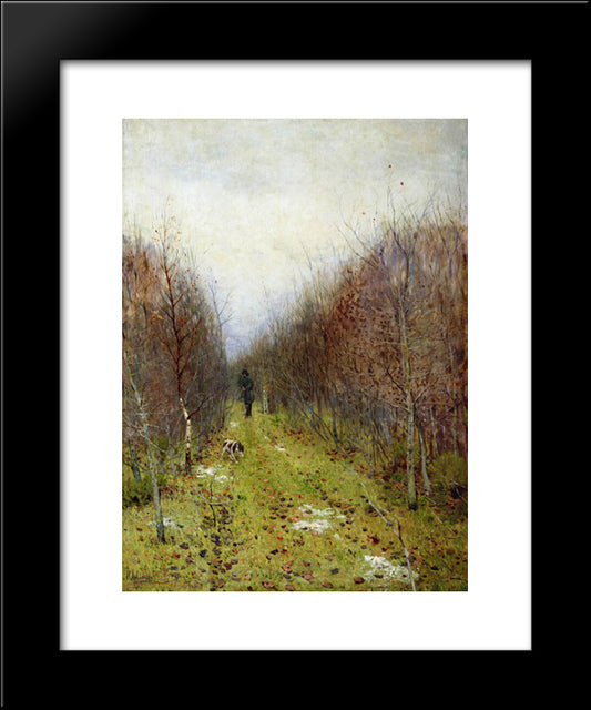 Autumn Landscape With Hunter 20x24 Black Modern Wood Framed Art Print Poster by Levitan, Isaac