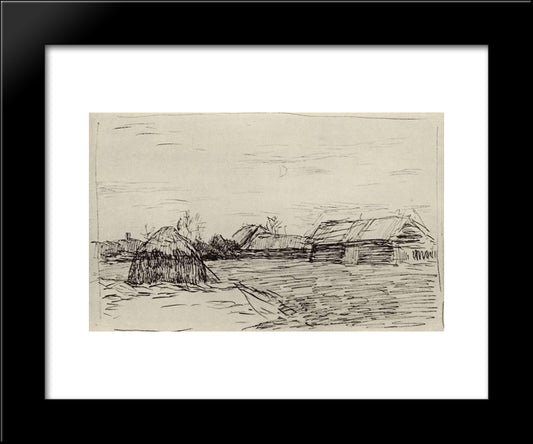 Barn. Twilight. 20x24 Black Modern Wood Framed Art Print Poster by Levitan, Isaac