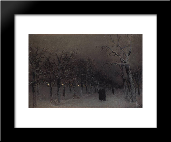 Boulevard In The Evening. 20x24 Black Modern Wood Framed Art Print Poster by Levitan, Isaac