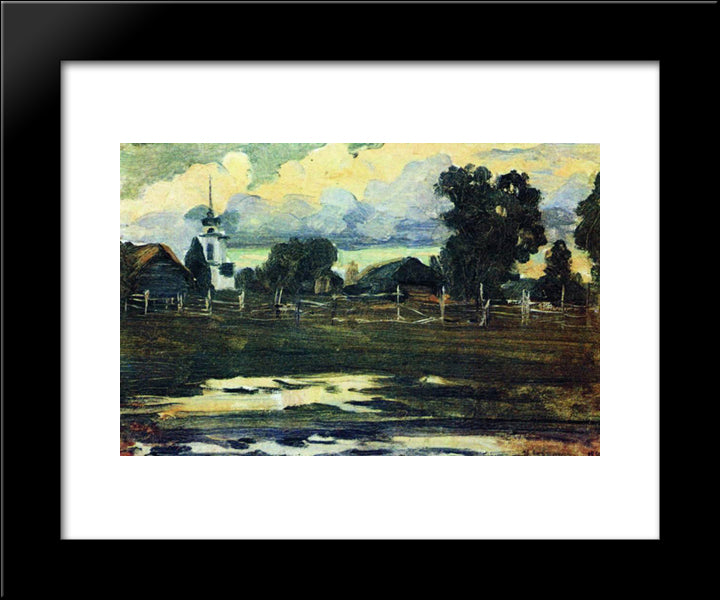 By Evening 20x24 Black Modern Wood Framed Art Print Poster by Levitan, Isaac