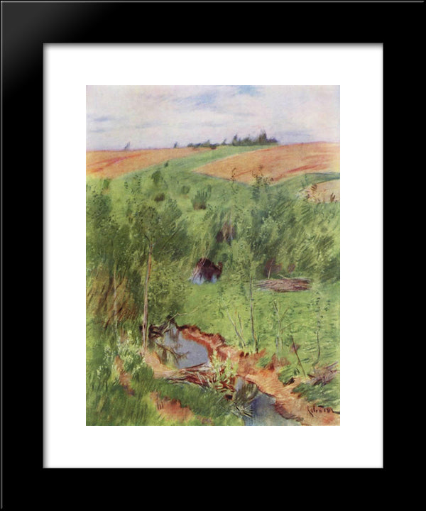 By The Creek 20x24 Black Modern Wood Framed Art Print Poster by Levitan, Isaac