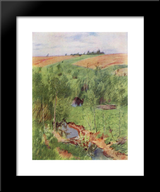 By The Creek 20x24 Black Modern Wood Framed Art Print Poster by Levitan, Isaac