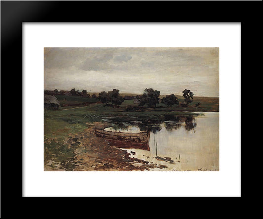 By The Riverside. 20x24 Black Modern Wood Framed Art Print Poster by Levitan, Isaac