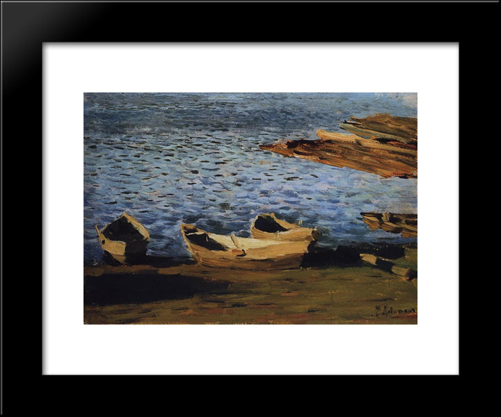By The Riverside 20x24 Black Modern Wood Framed Art Print Poster by Levitan, Isaac