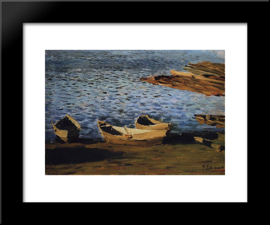 By The Riverside 20x24 Black Modern Wood Framed Art Print Poster by Levitan, Isaac