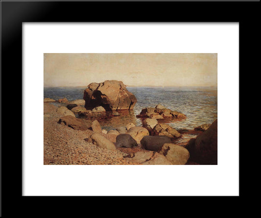By The Seashore 20x24 Black Modern Wood Framed Art Print Poster by Levitan, Isaac