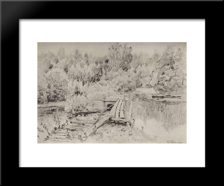 By The Whirlpool 20x24 Black Modern Wood Framed Art Print Poster by Levitan, Isaac