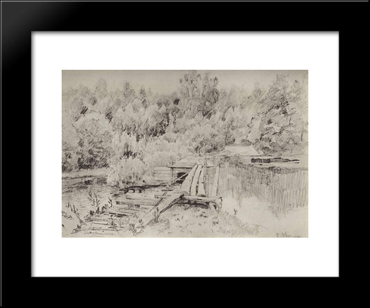 By The Whirlpool 20x24 Black Modern Wood Framed Art Print Poster by Levitan, Isaac