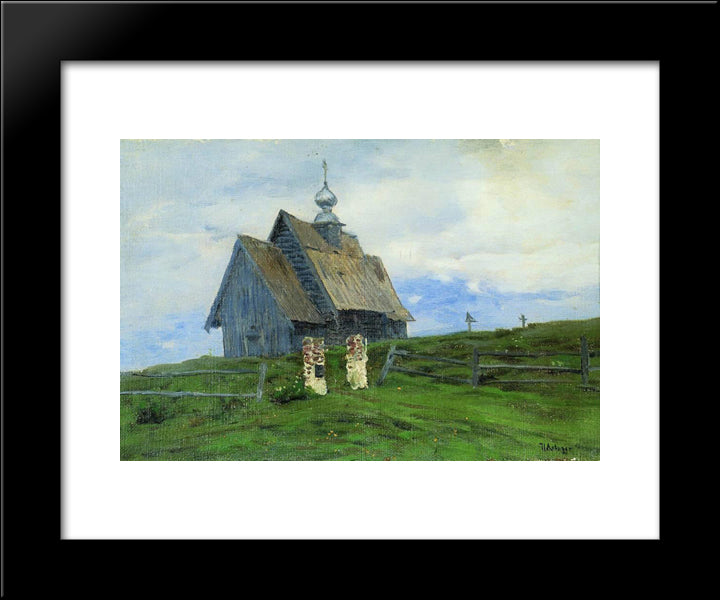 Church In Plyos 20x24 Black Modern Wood Framed Art Print Poster by Levitan, Isaac