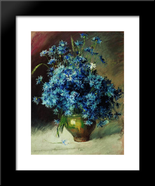 Cornflowers 20x24 Black Modern Wood Framed Art Print Poster by Levitan, Isaac