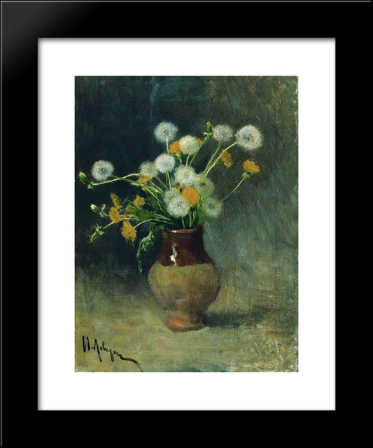 Dandelions 20x24 Black Modern Wood Framed Art Print Poster by Levitan, Isaac