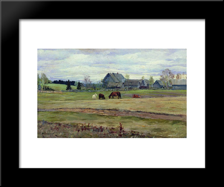 Dull Day 20x24 Black Modern Wood Framed Art Print Poster by Levitan, Isaac