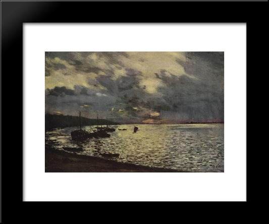 Dull Day At Volga 20x24 Black Modern Wood Framed Art Print Poster by Levitan, Isaac