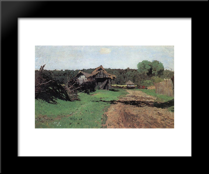 Entrance To The Village 20x24 Black Modern Wood Framed Art Print Poster by Levitan, Isaac