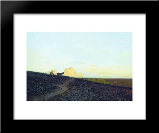 Evening In The Field 20x24 Black Modern Wood Framed Art Print Poster by Levitan, Isaac