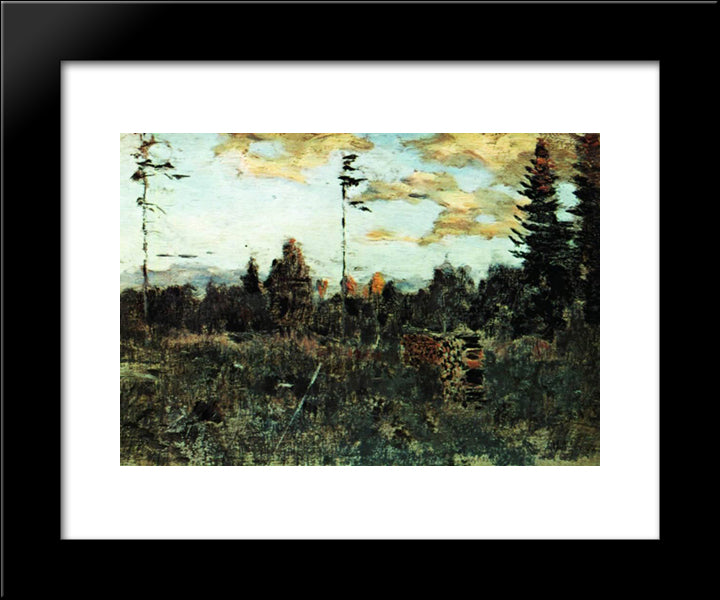 Felling. Firewood. 20x24 Black Modern Wood Framed Art Print Poster by Levitan, Isaac