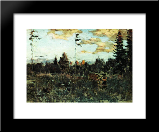 Felling. Firewood. 20x24 Black Modern Wood Framed Art Print Poster by Levitan, Isaac