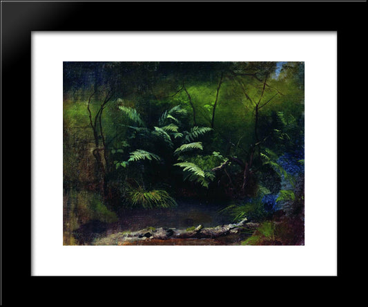 Ferns By The Water 20x24 Black Modern Wood Framed Art Print Poster by Levitan, Isaac