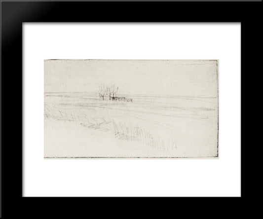 Field 20x24 Black Modern Wood Framed Art Print Poster by Levitan, Isaac