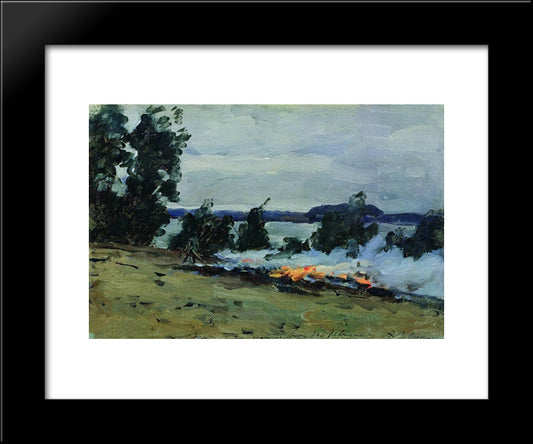 Fires 20x24 Black Modern Wood Framed Art Print Poster by Levitan, Isaac