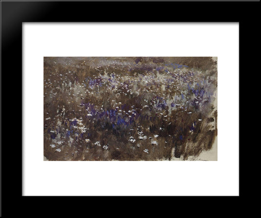 Flowery Meadow 20x24 Black Modern Wood Framed Art Print Poster by Levitan, Isaac