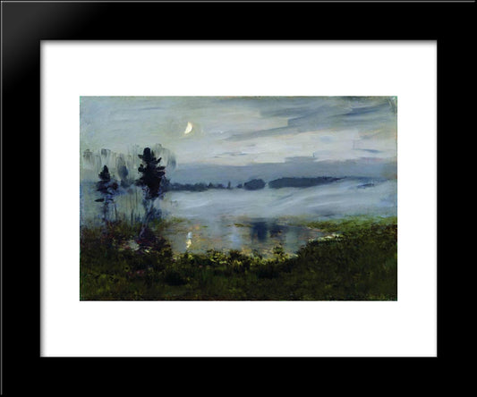 Fog Over Water 20x24 Black Modern Wood Framed Art Print Poster by Levitan, Isaac