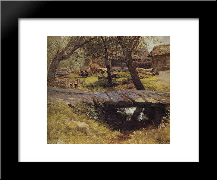 Footbridge. Savvinskaya Village. 20x24 Black Modern Wood Framed Art Print Poster by Levitan, Isaac