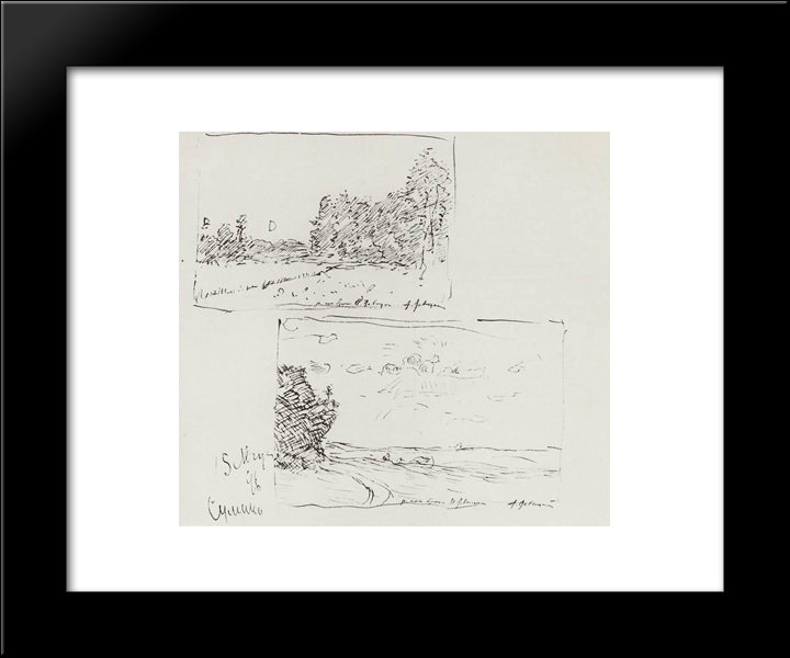 Forest Edge, Rising Of The Moonforest Edge, Sun Behind The Clouds 20x24 Black Modern Wood Framed Art Print Poster by Levitan, Isaac