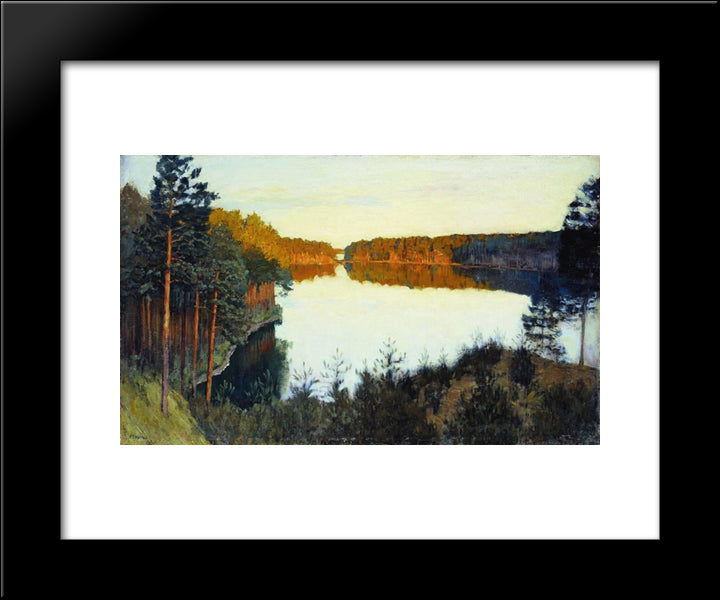 Forest Lake 20x24 Black Modern Wood Framed Art Print Poster by Levitan, Isaac