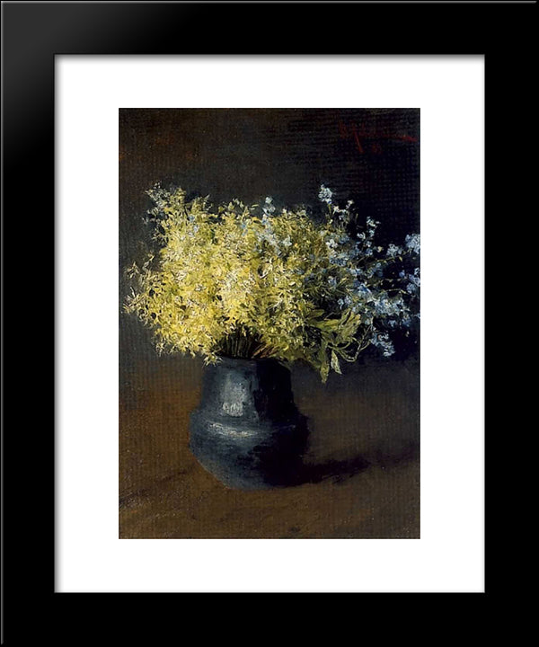 Forest Violets And Forget-Me-Nots 20x24 Black Modern Wood Framed Art Print Poster by Levitan, Isaac