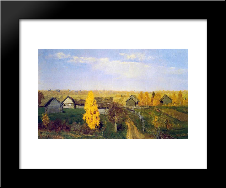 Golden Autumn, Village 20x24 Black Modern Wood Framed Art Print Poster by Levitan, Isaac