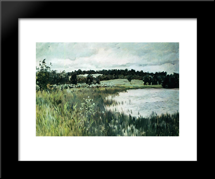 Gray Day. 20x24 Black Modern Wood Framed Art Print Poster by Levitan, Isaac