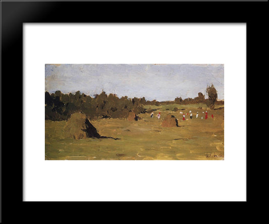 Haymaking 20x24 Black Modern Wood Framed Art Print Poster by Levitan, Isaac