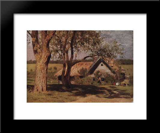 House With Broom Trees. 20x24 Black Modern Wood Framed Art Print Poster by Levitan, Isaac