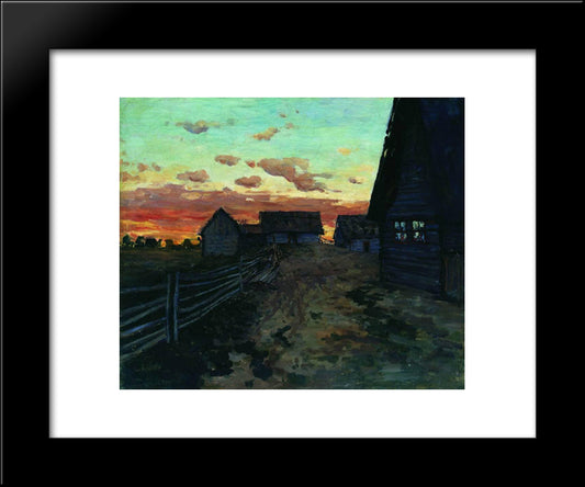 Huts After Sunset 20x24 Black Modern Wood Framed Art Print Poster by Levitan, Isaac