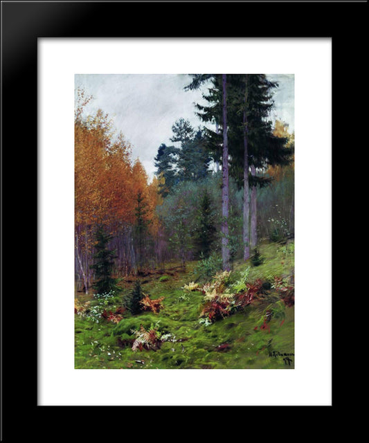 In The Forest At Autumn 20x24 Black Modern Wood Framed Art Print Poster by Levitan, Isaac