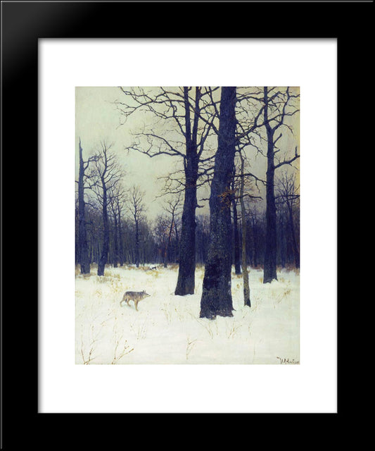 In The Forest At Winter 20x24 Black Modern Wood Framed Art Print Poster by Levitan, Isaac