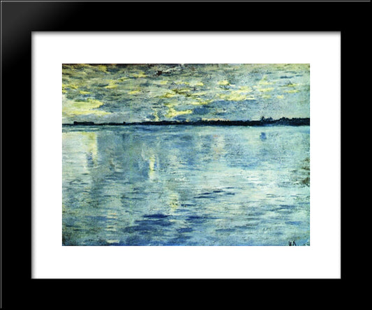 Lake. Evening. 20x24 Black Modern Wood Framed Art Print Poster by Levitan, Isaac