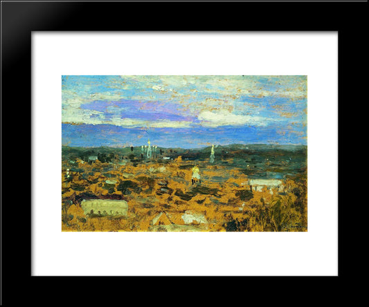 Landscape With A Convent 20x24 Black Modern Wood Framed Art Print Poster by Levitan, Isaac