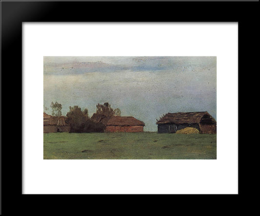 Landscape With Buildings 20x24 Black Modern Wood Framed Art Print Poster by Levitan, Isaac