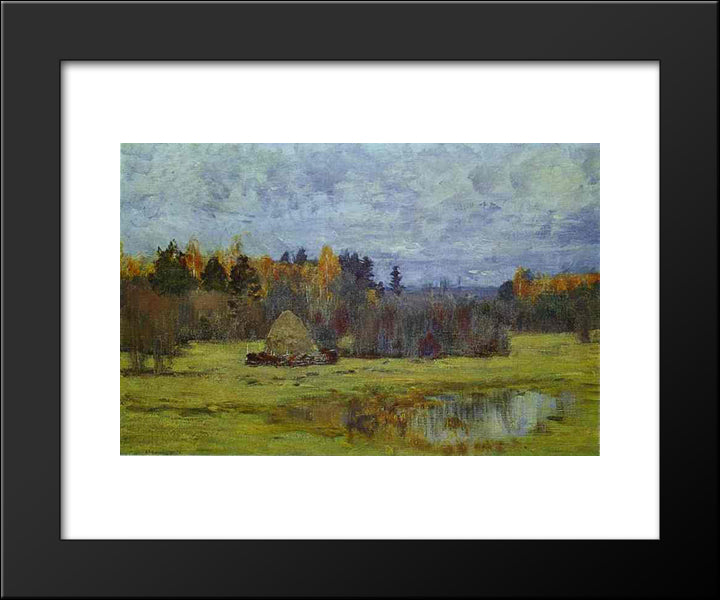 Late Autumn 20x24 Black Modern Wood Framed Art Print Poster by Levitan, Isaac