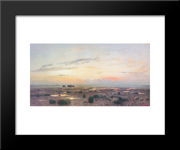 Marsh At Evening 20x24 Black Modern Wood Framed Art Print Poster by Levitan, Isaac