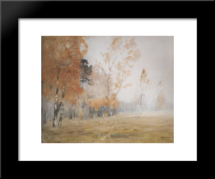 Mist. Autumn. 20x24 Black Modern Wood Framed Art Print Poster by Levitan, Isaac