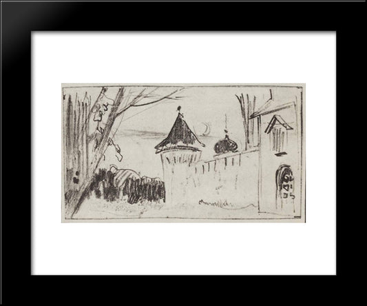 Monastery Gate And Wall 20x24 Black Modern Wood Framed Art Print Poster by Levitan, Isaac