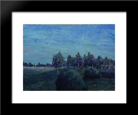 Moonlit Landscape 20x24 Black Modern Wood Framed Art Print Poster by Levitan, Isaac