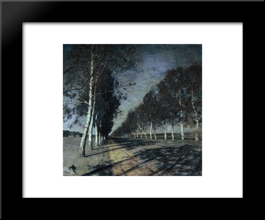 Moonlit Night. A Village. 20x24 Black Modern Wood Framed Art Print Poster by Levitan, Isaac