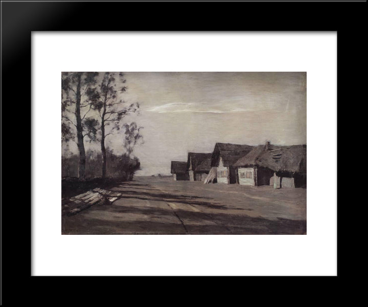 Moonlit Night. A Village 20x24 Black Modern Wood Framed Art Print Poster by Levitan, Isaac