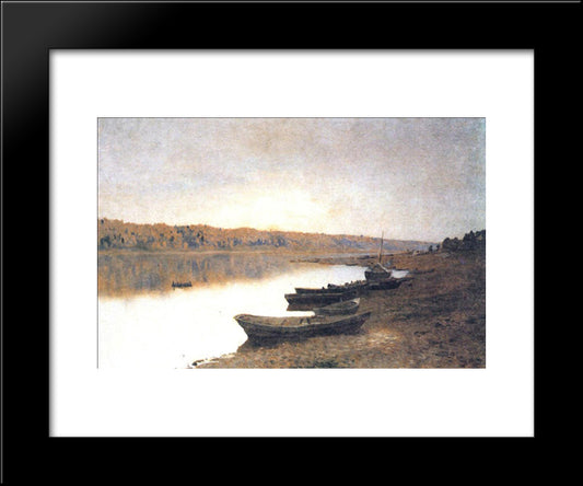 On The River Volga 20x24 Black Modern Wood Framed Art Print Poster by Levitan, Isaac